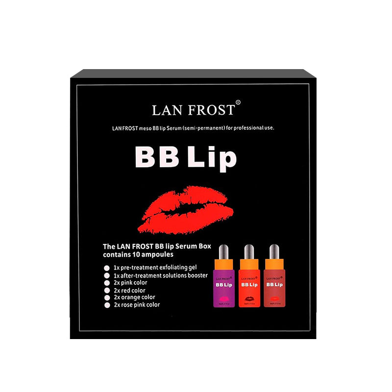 BB Lip Semi Permanent Lip Gloss BB Lip Serum Including 4 Colors Liquid Lip Pigments, Exfoliating Gel and Booster