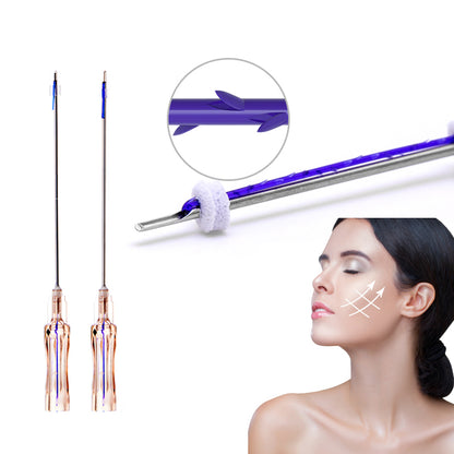 Hebra espiculada PDO para el estiramiento facial de surcos nasolabiales, línea de la mandíbula, mejillas y mentón