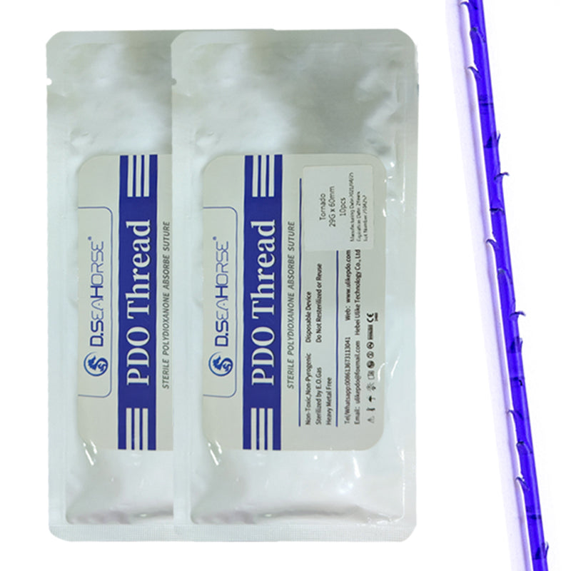 Hebra espiculada PDO para el estiramiento facial de surcos nasolabiales, línea de la mandíbula, mejillas y mentón
