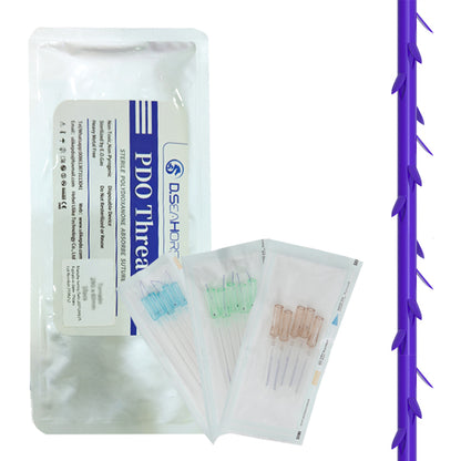 Hebra espiculada PDO para el estiramiento facial de surcos nasolabiales, línea de la mandíbula, mejillas y mentón