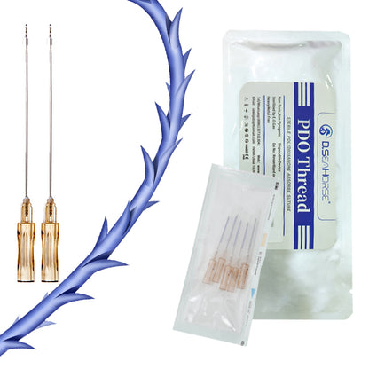 Hebra espiculada PDO para el estiramiento facial de surcos nasolabiales, línea de la mandíbula, mejillas y mentón